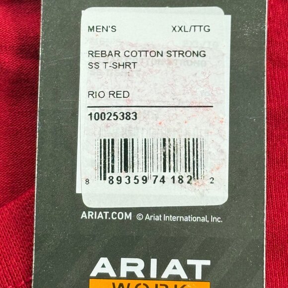 Ariat Rebar Men's Short Sleeve Crew Neck Rio Red T-Shirt Size 2XL NWT - Picture 6 of 10